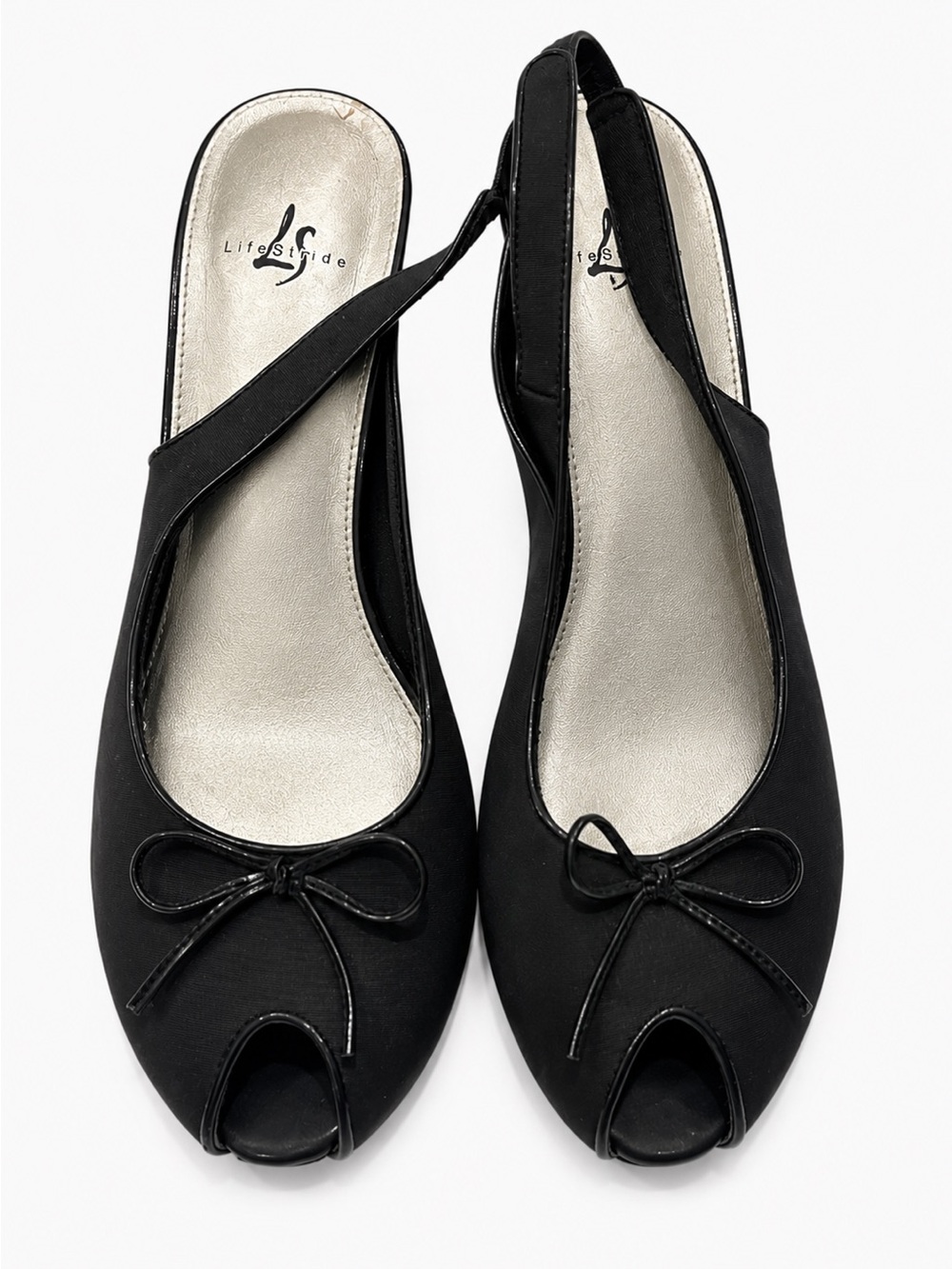 DEAL LifeStride Black Peep-Toe Slingback Heel 🎀